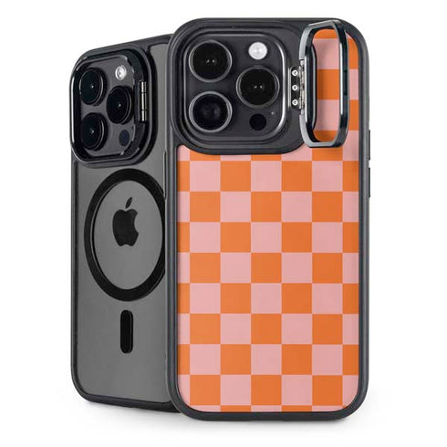Orange Checkered iPhone 15 Pro Max Kickstand Case